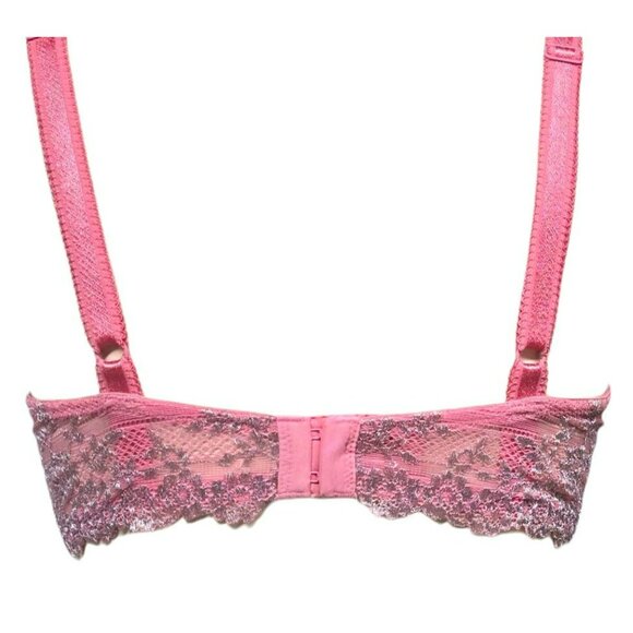 2 Wacoal Sexy Lace Underwire Bra 36D Sheer Pink Silver Blue Floral Lingerie 36 D - Picture 5 of 16